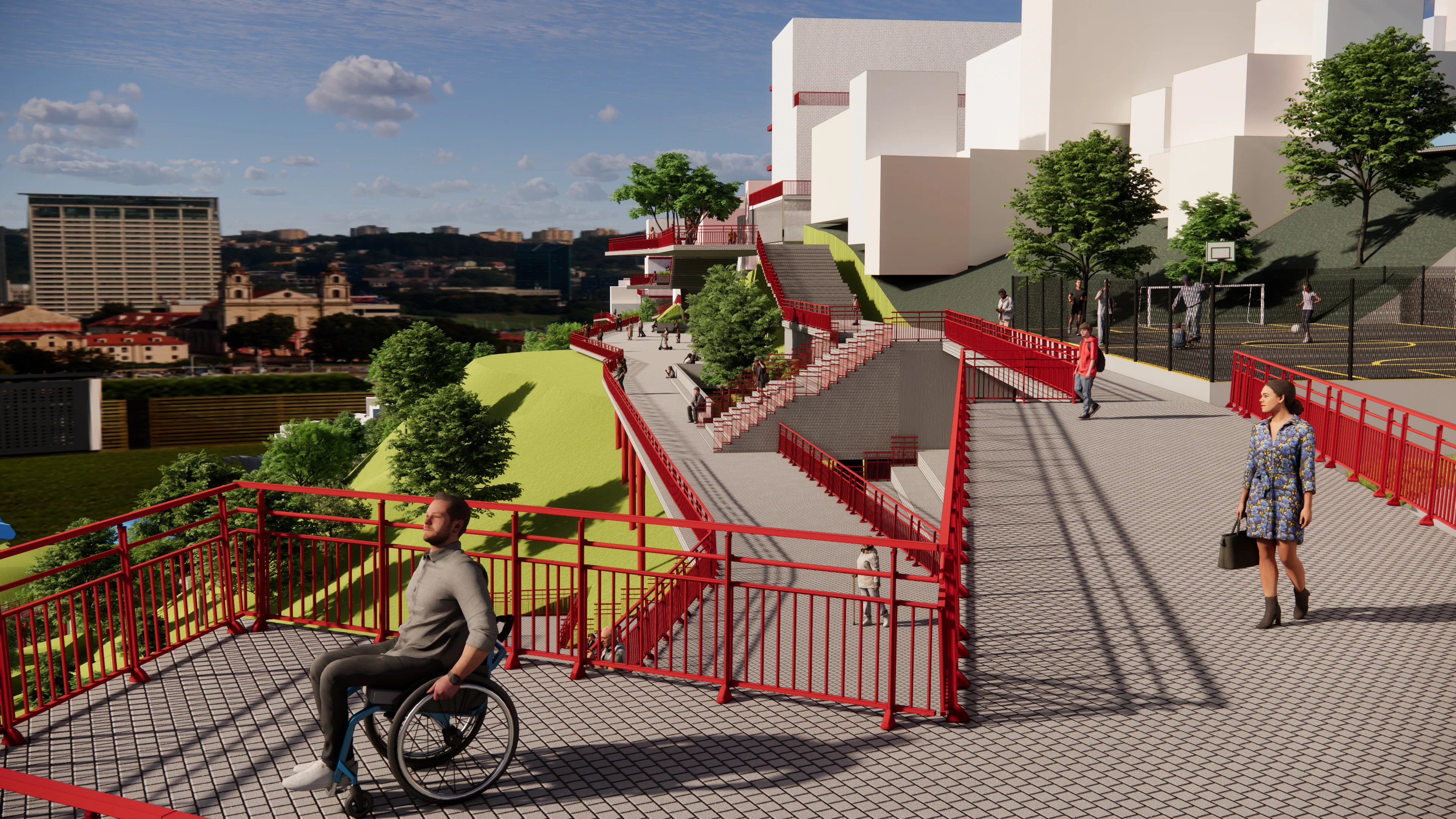 Rampa accesible junto a la cancha
