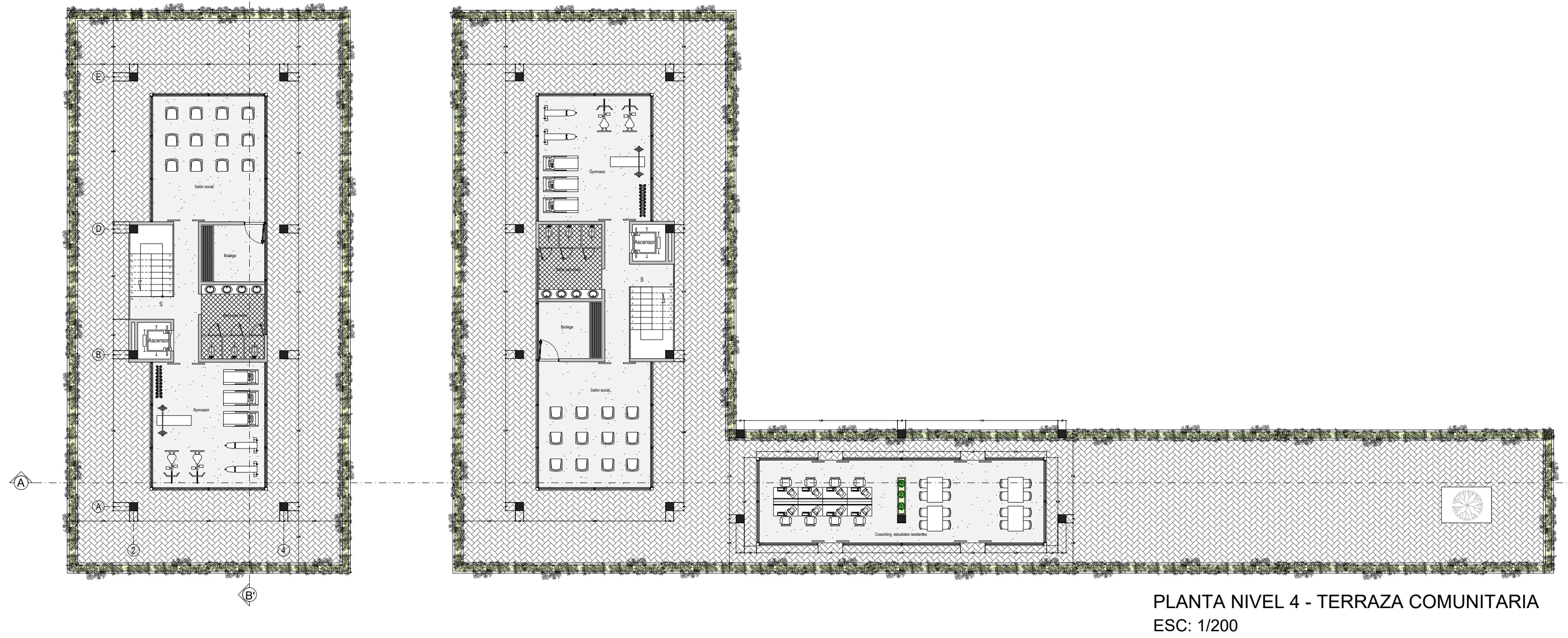Planta nivel 4 terraza comunitaria