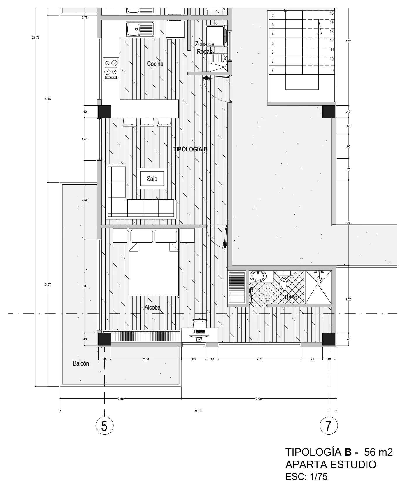 Tipología B apartaestudio